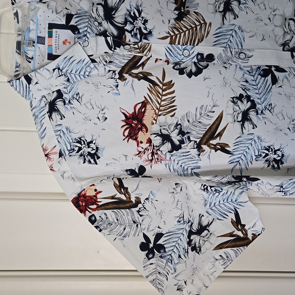 Cactus Man Ricky Singh White Floral Short Sleeve Shirt Size XL NEW - Picture 4 of 10